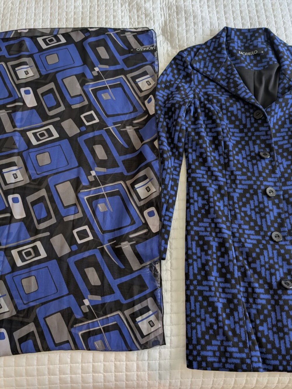 SÃO PAULO 2-Pc Knit Jacket & Matching Silk Scarf Set - 36 - Picture 13 of 13